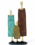 Famille 3 personnages marron & vert n°4 Bronzes d'Afrique
