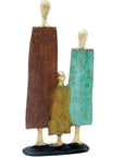 Famille 3 personnages marron & vert n°4 Bronzes d'Afrique