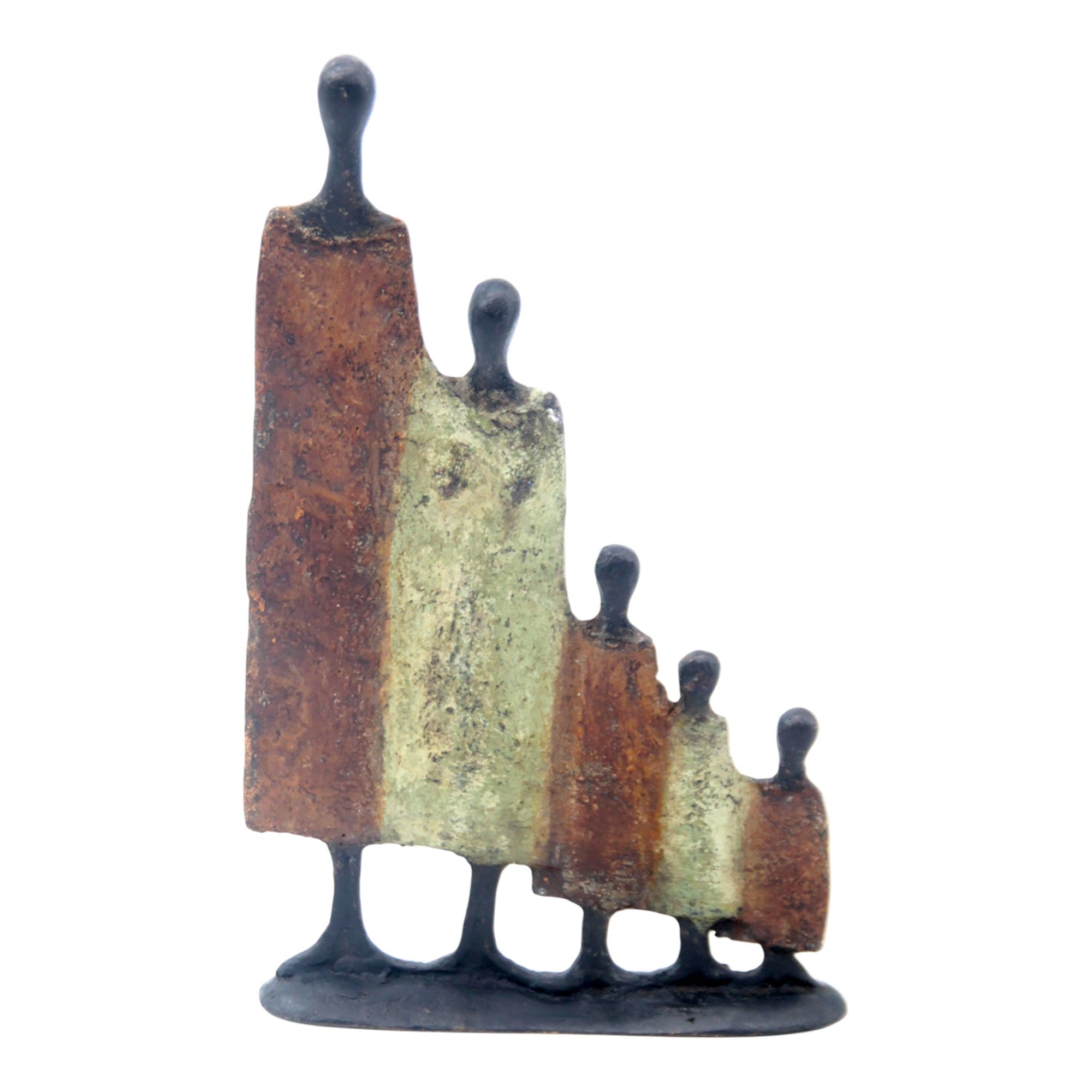 Famille 5 personnages marron & vert n°3 Bronzes d'Afrique