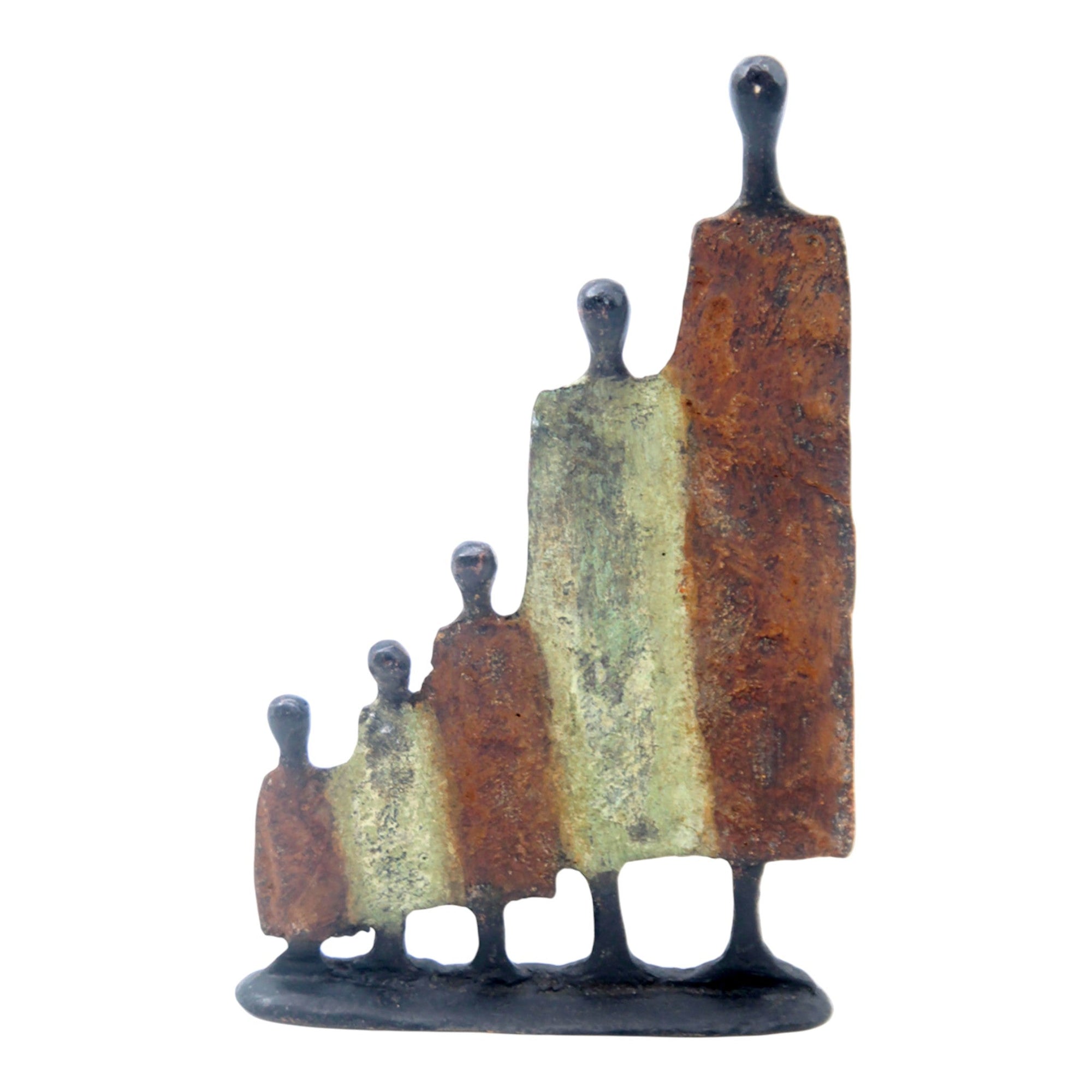 Famille 5 personnages marron & vert n°3 Bronzes d'Afrique