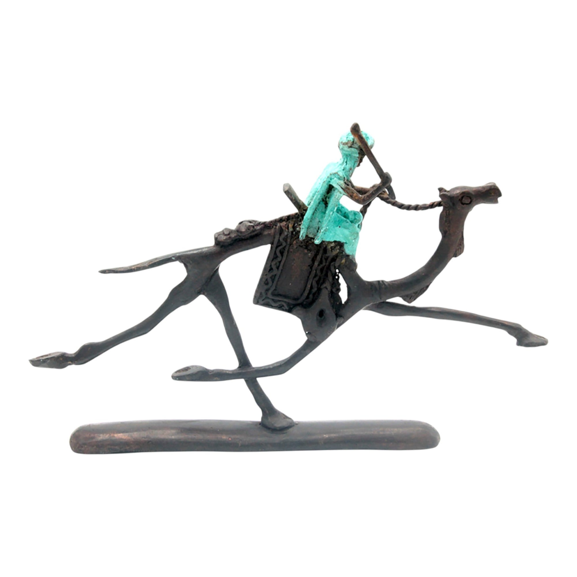 Chamelier 20 cm turquoise n°1 Bronzes d'Afrique