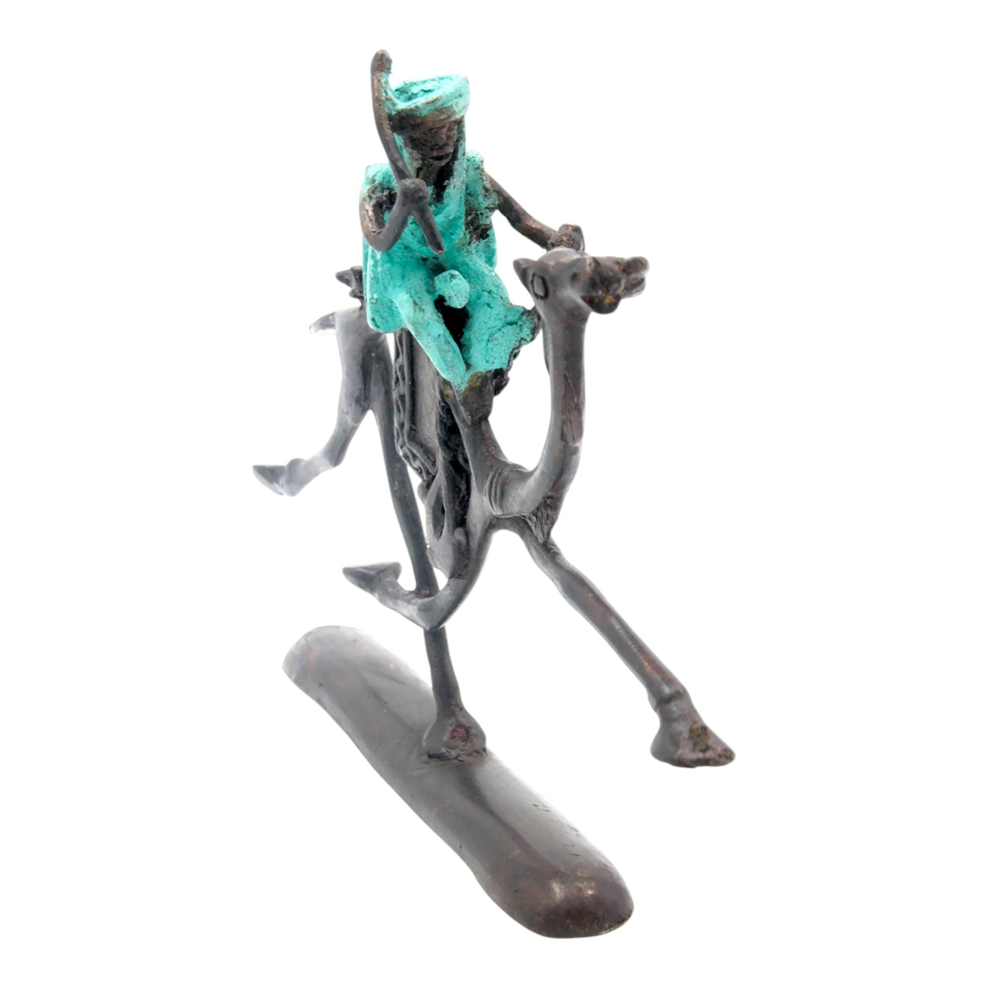 Chamelier 20 cm turquoise n°1 Bronzes d'Afrique