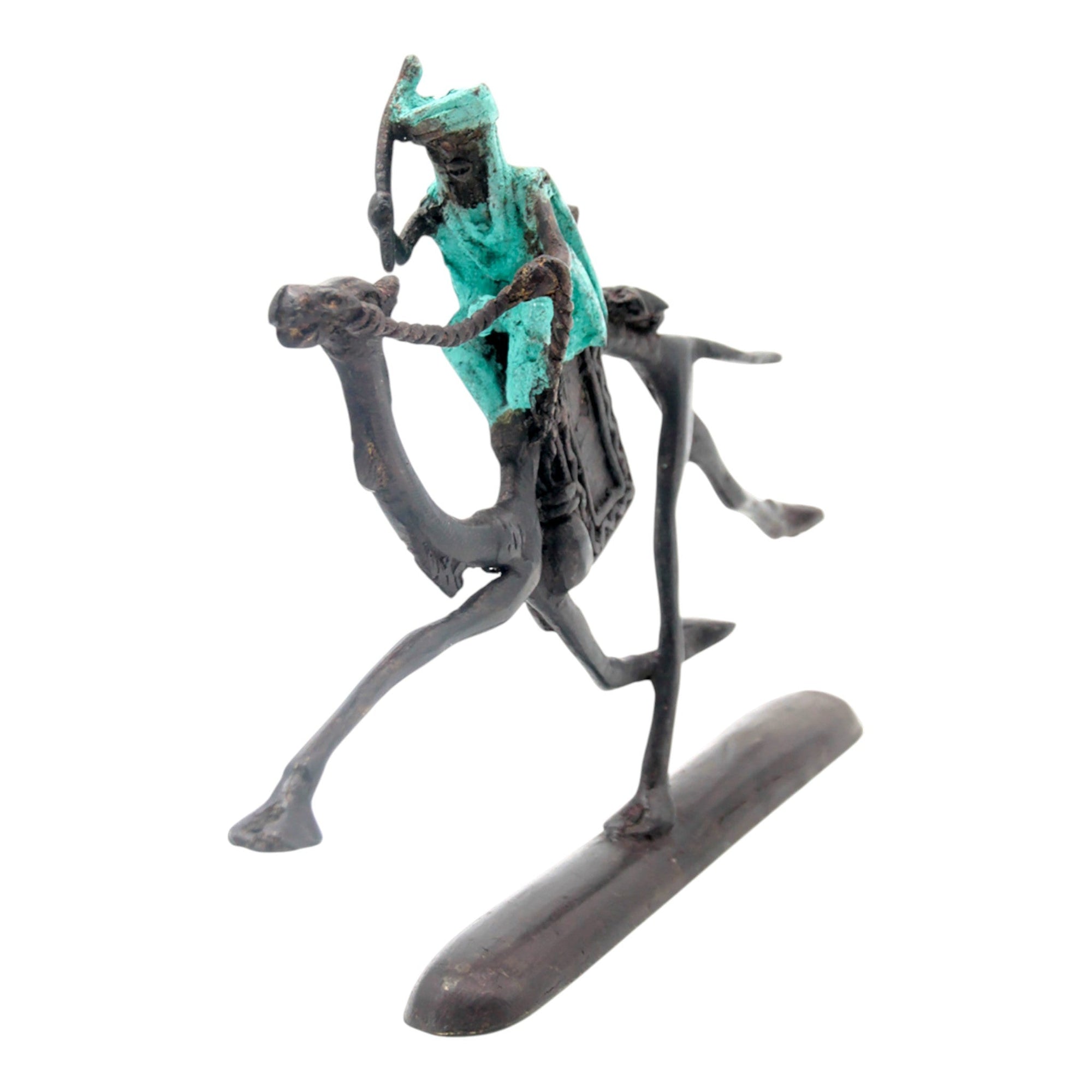 Chamelier 20 cm turquoise n°1 Bronzes d'Afrique