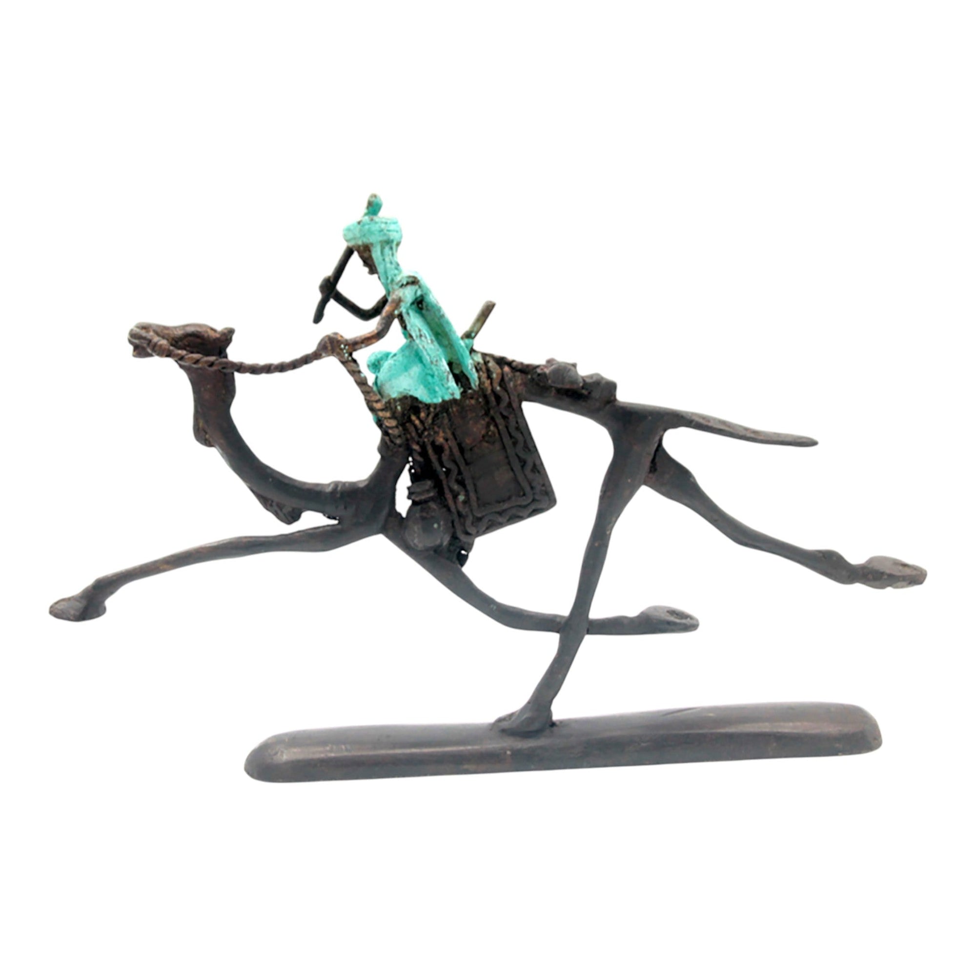 Chamelier 20 cm turquoise n°1 Bronzes d'Afrique