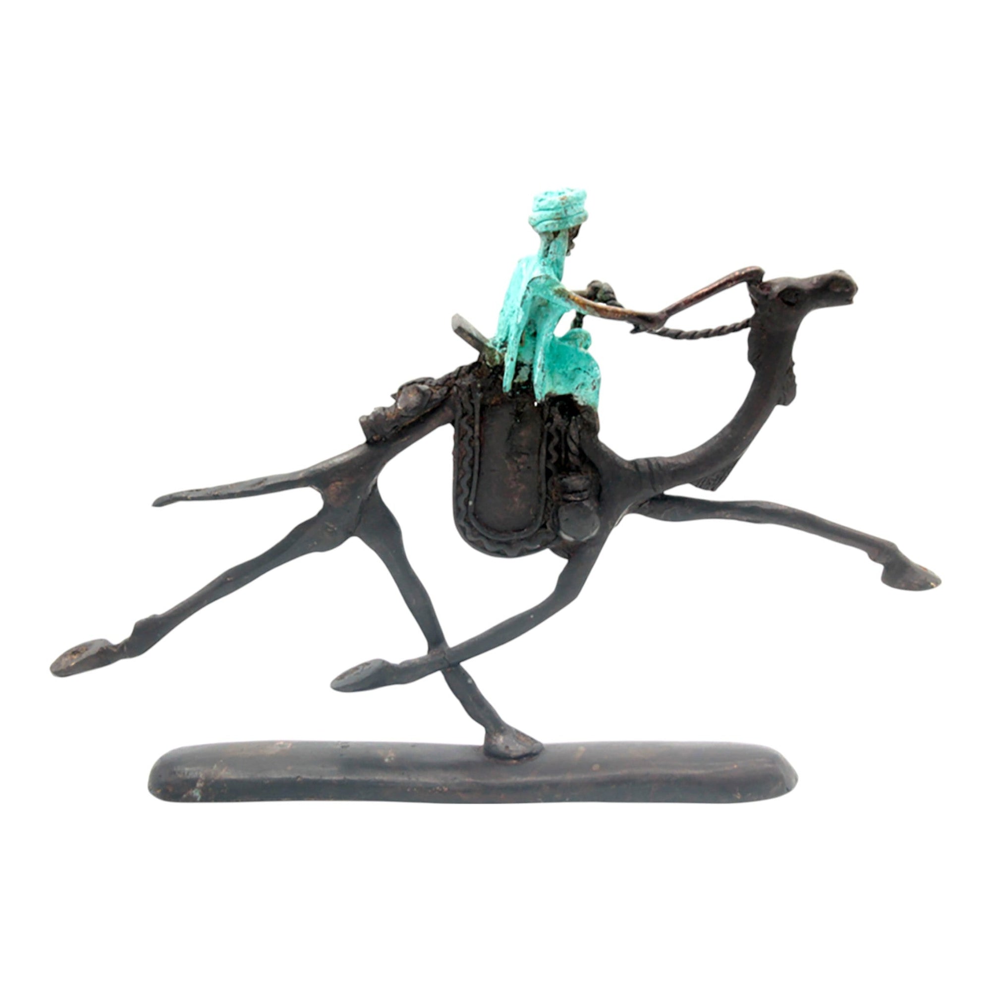 Chamelier 20 cm turquoise n°2 Bronzes d'Afrique