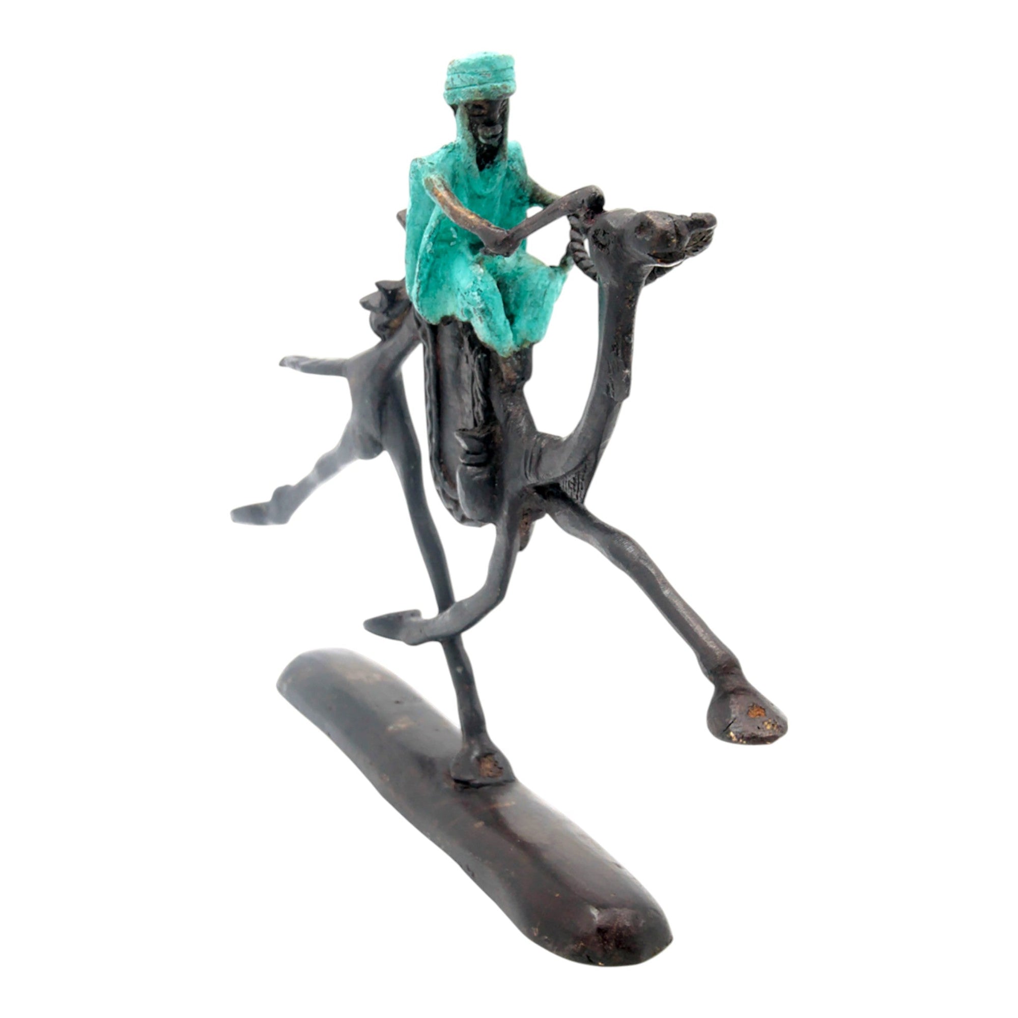 Chamelier 20 cm turquoise n°2 Bronzes d'Afrique