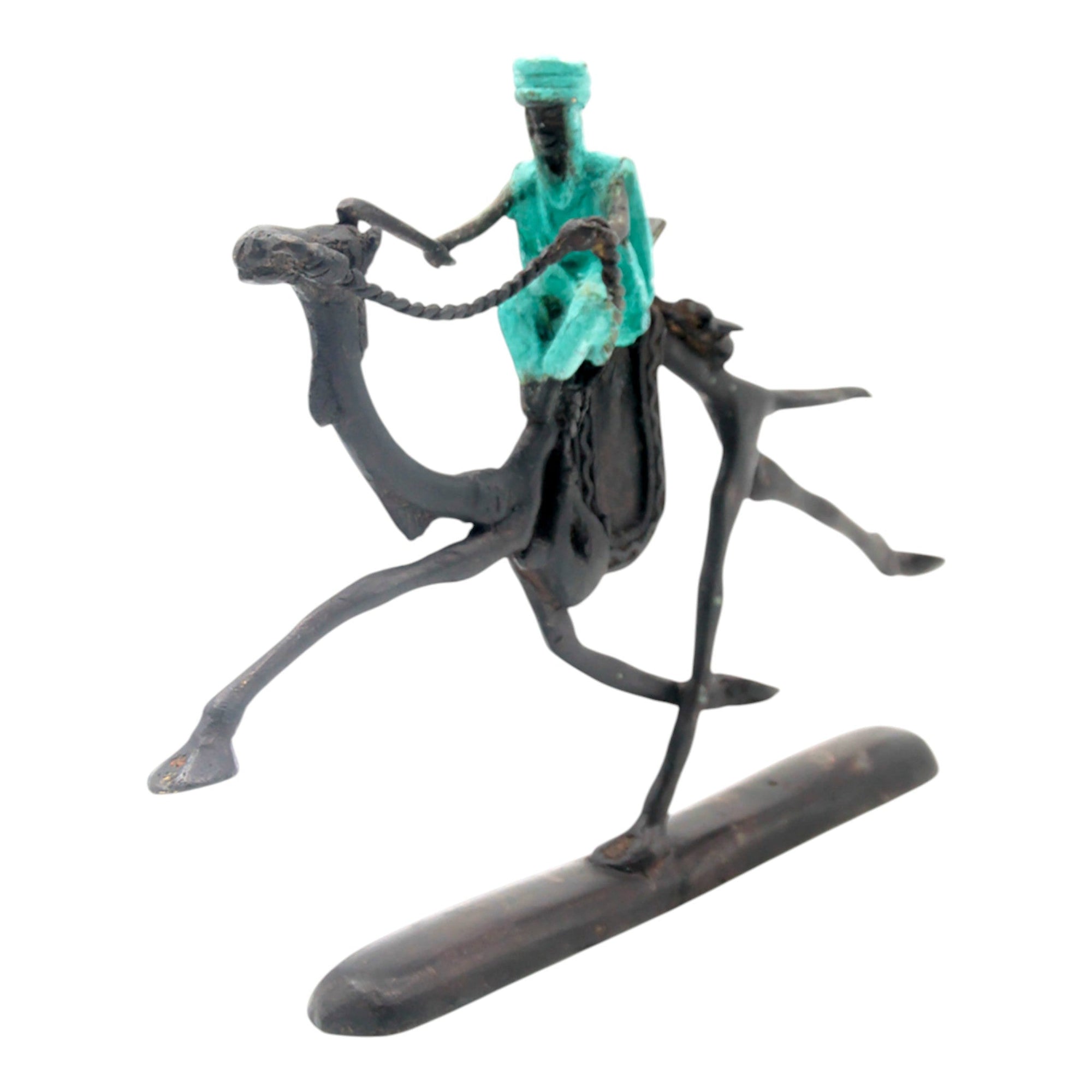 Chamelier 20 cm turquoise n°2 Bronzes d'Afrique