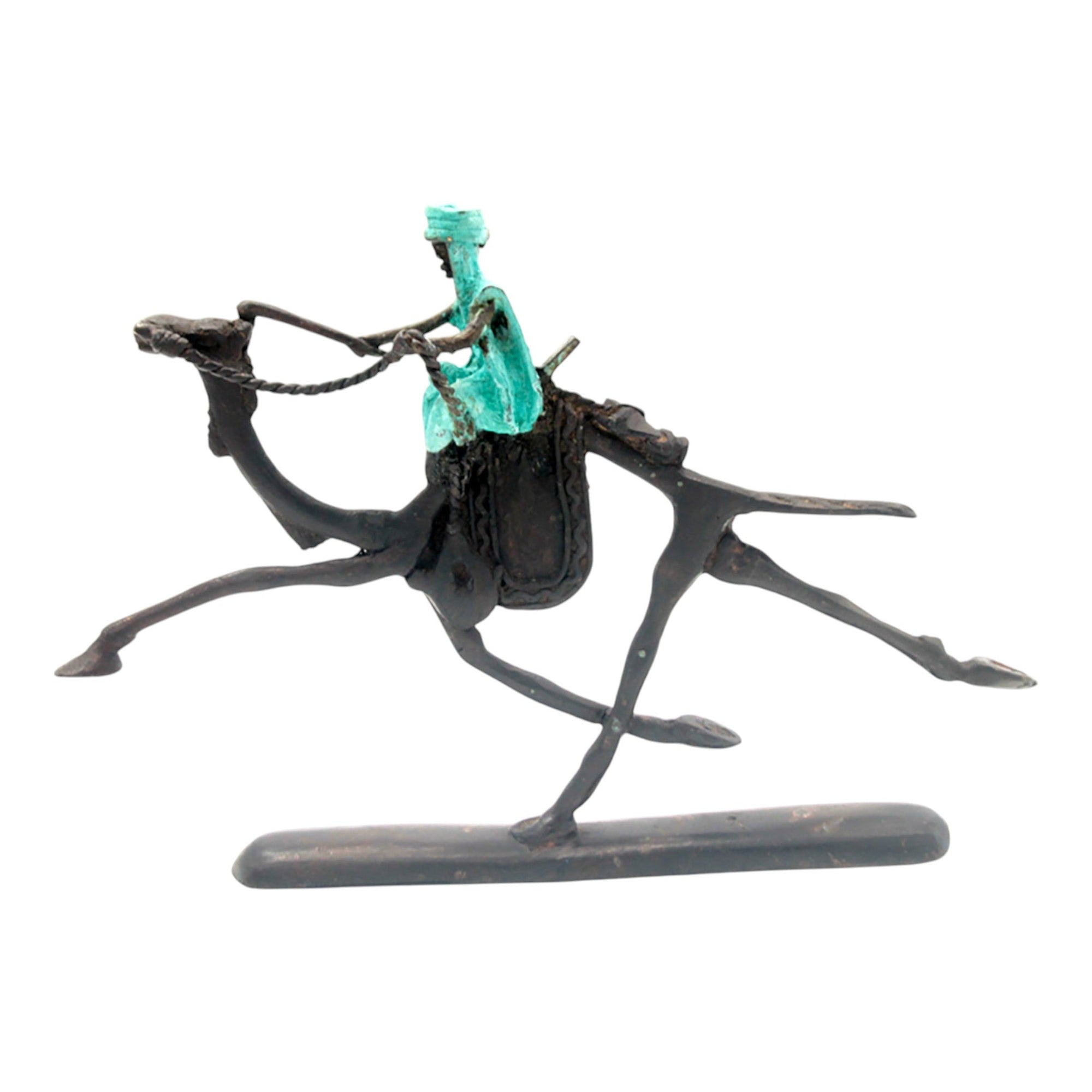 Chamelier 20 cm turquoise n°2 Bronzes d'Afrique