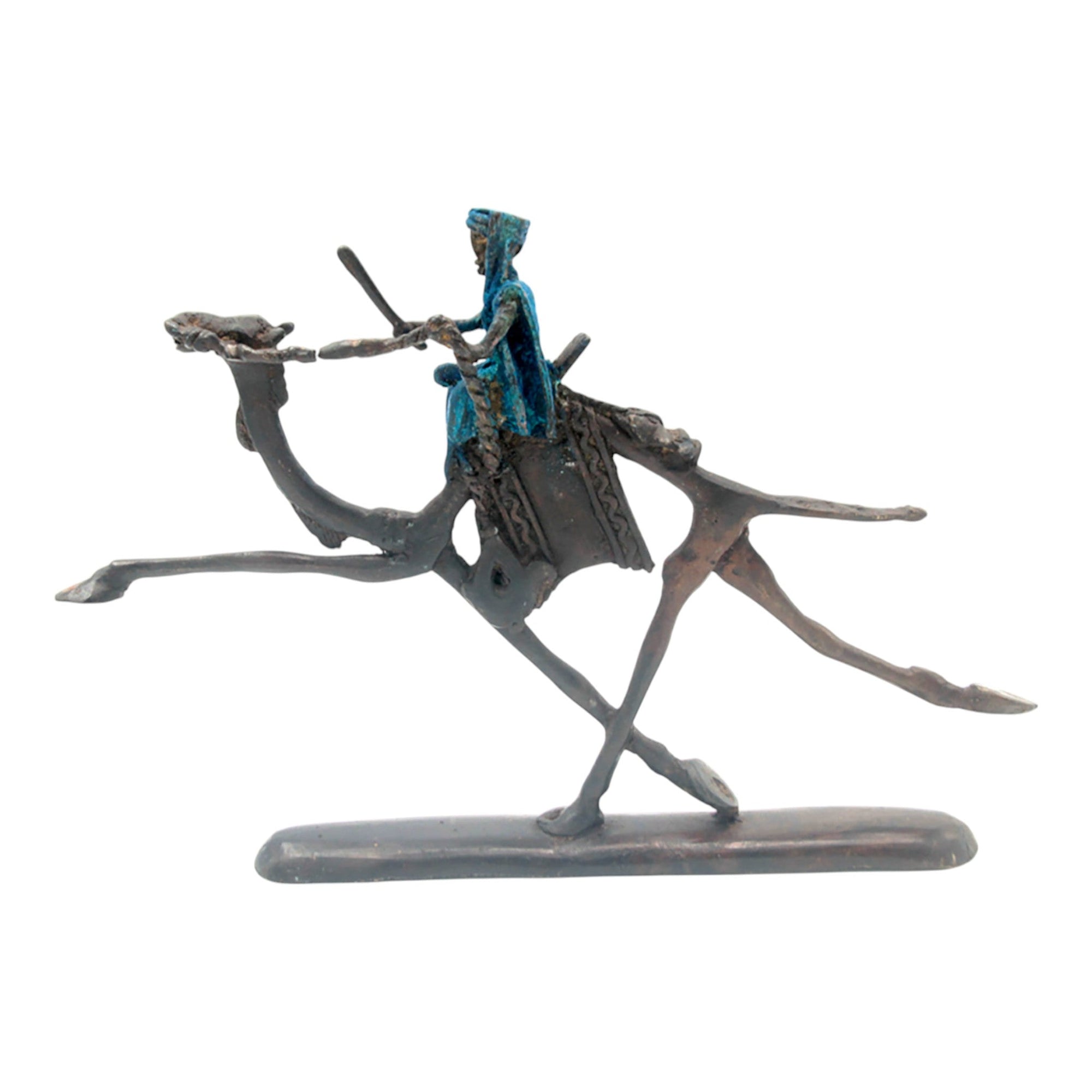Chamelier 20 cm bleu n°2 Bronzes d'Afrique