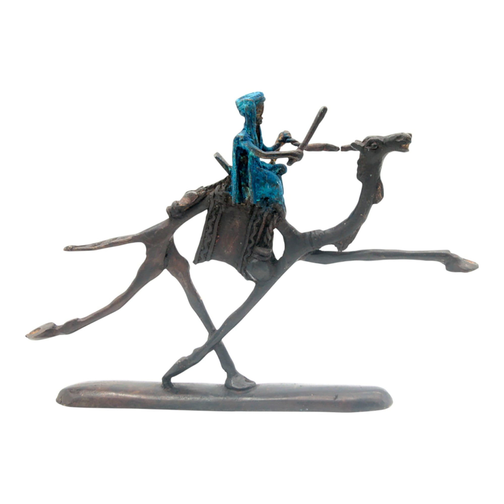 Chamelier 20 cm bleu n°2 Bronzes d'Afrique