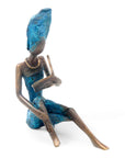 Bronze assis à poser 25 cm bleu n°10 Bronzes d'Afrique