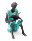 Bronze assis à poser 25 cm turquoise n°4 Bronzes d'Afrique