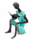 Bronze assis à poser 25 cm turquoise n°4 Bronzes d'Afrique
