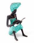 Bronze assis à poser 25 cm turquoise n°5 Bronzes d'Afrique