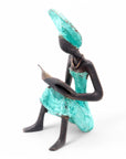 Bronze assis à poser 25 cm turquoise n°5 Bronzes d'Afrique