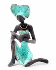 Bronze assis à poser 25 cm turquoise n°7 Bronzes d'Afrique