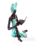 Bronze assis à poser 25 cm turquoise n°7 Bronzes d'Afrique