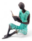 Bronze assis à poser 25 cm turquoise n°8 Bronzes d'Afrique