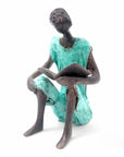 Bronze assis à poser 25 cm turquoise n°10 Bronzes d'Afrique