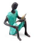 Bronze assis à poser 25 cm turquoise n°10 Bronzes d'Afrique