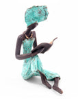 Bronze assis à poser 25 cm turquoise n°11 Bronzes d'Afrique