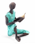 Bronze assis à poser 25 cm turquoise n°12 Bronzes d'Afrique
