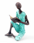 Bronze assis à poser 25 cm turquoise n°12 Bronzes d'Afrique