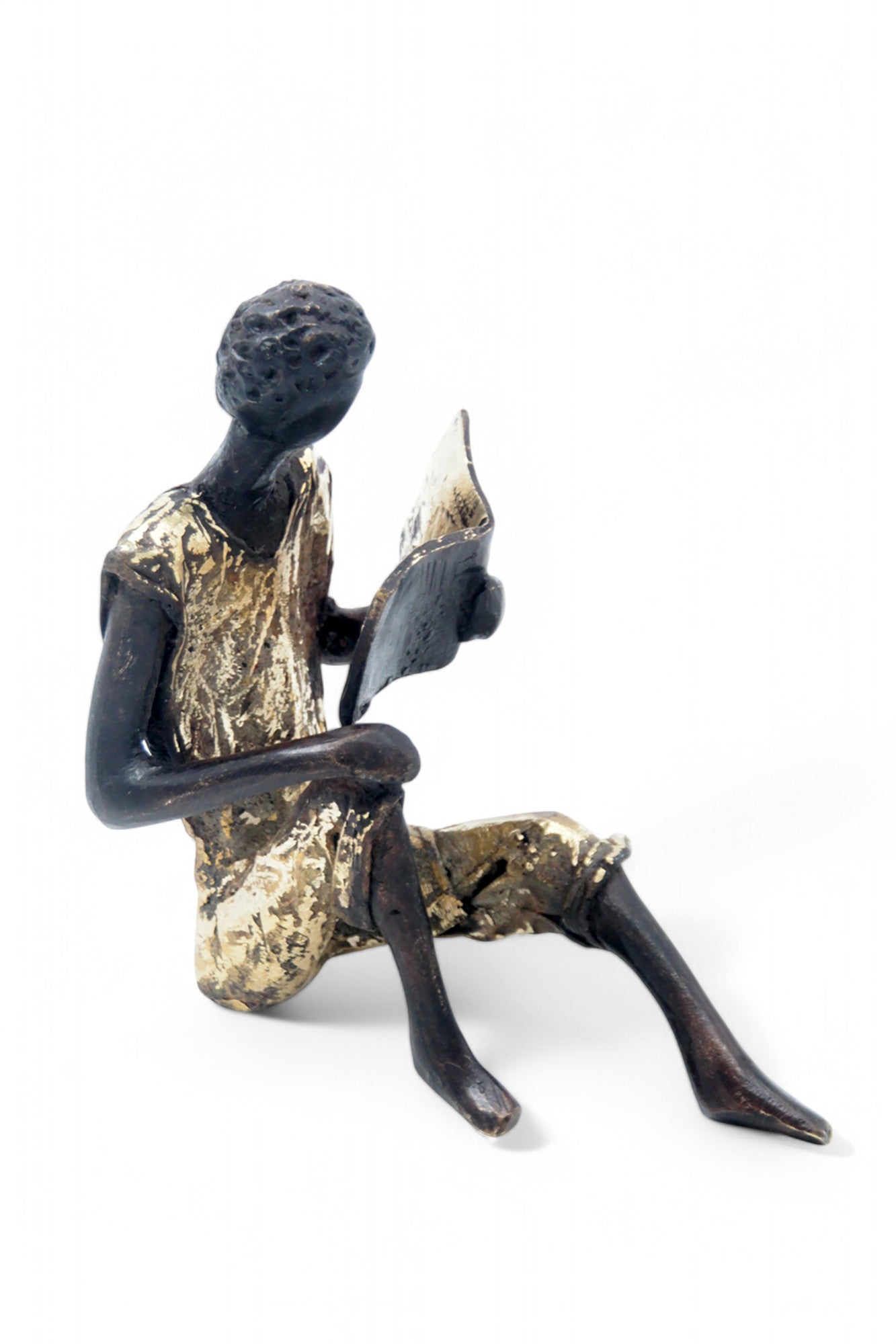 Bronze assis à poser 25 cm doré n°11 Bronzes d'Afrique