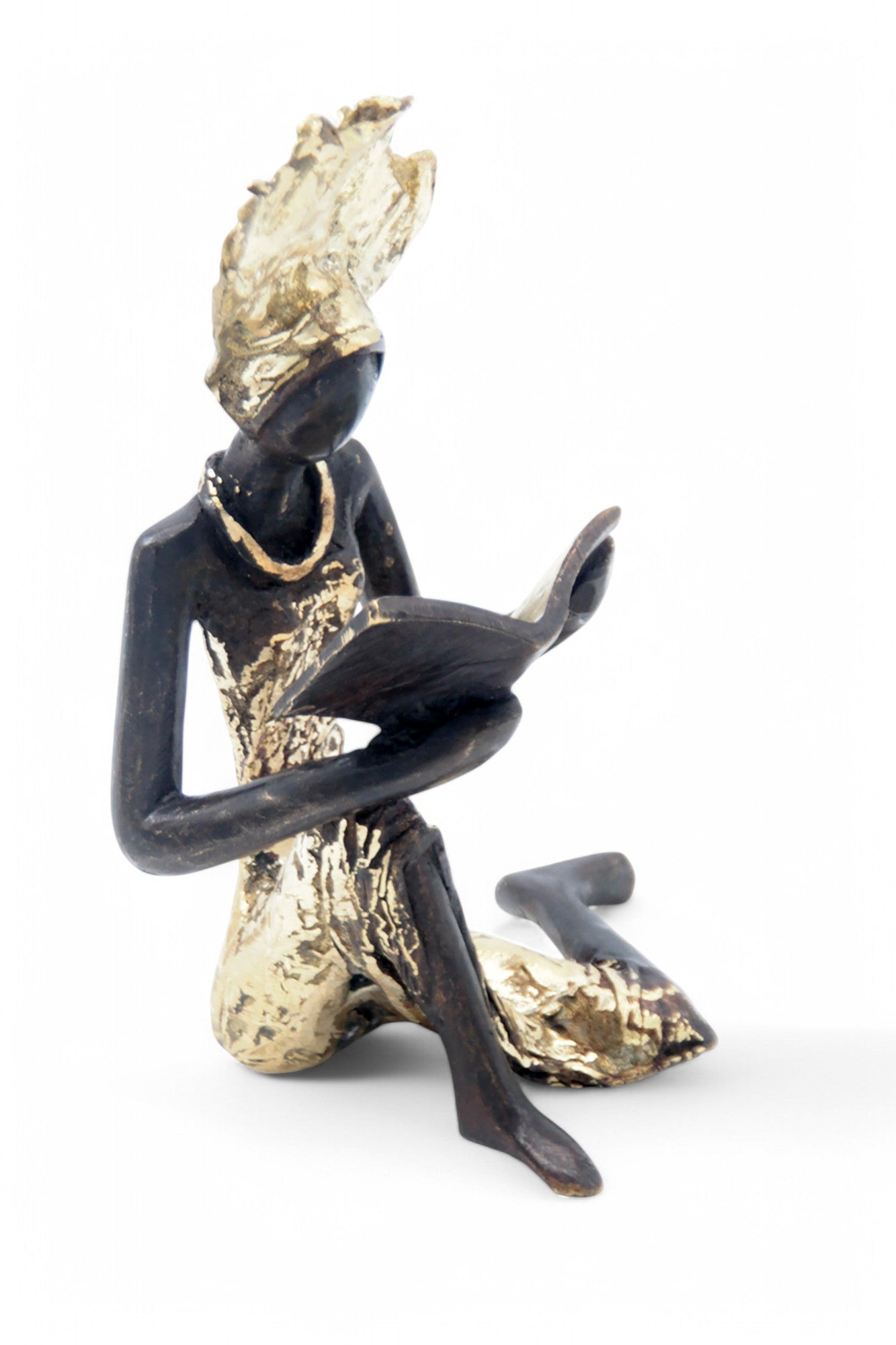 Bronze assis à poser 25 cm doré n°12 Bronzes d'Afrique
