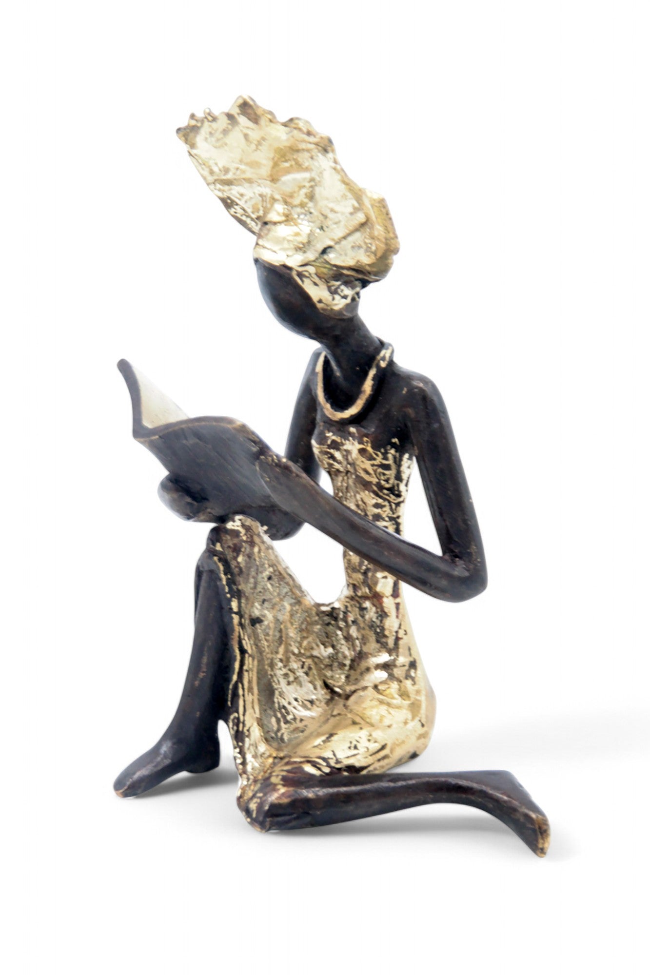 Bronze assis à poser 25 cm doré n°12 Bronzes d'Afrique