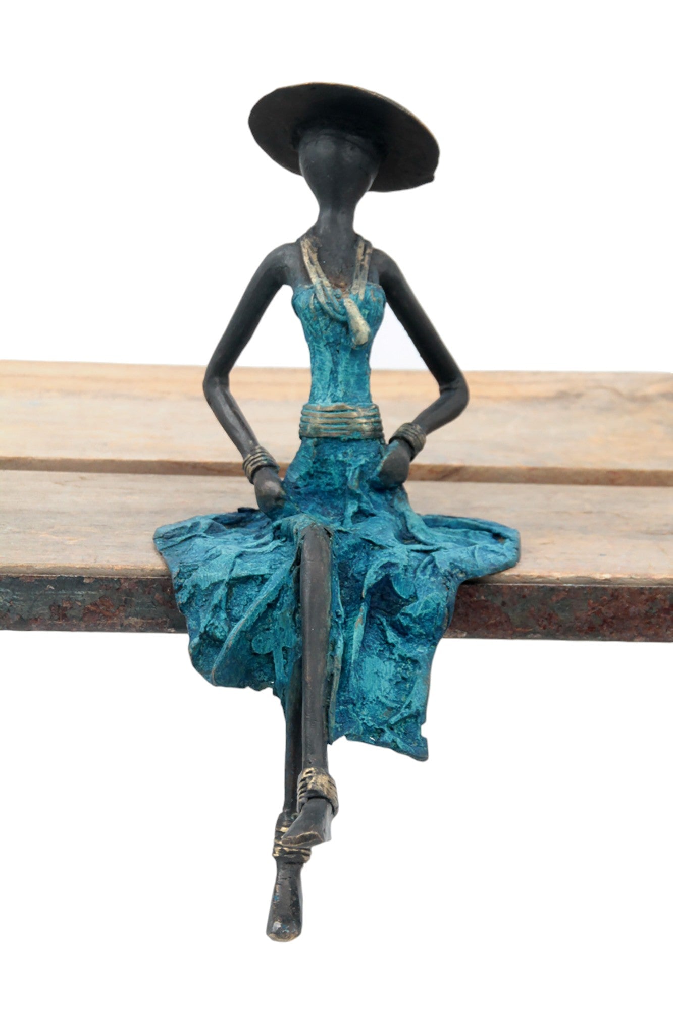Bronze assis 25 cm bleu n°23 Bronzes d'Afrique