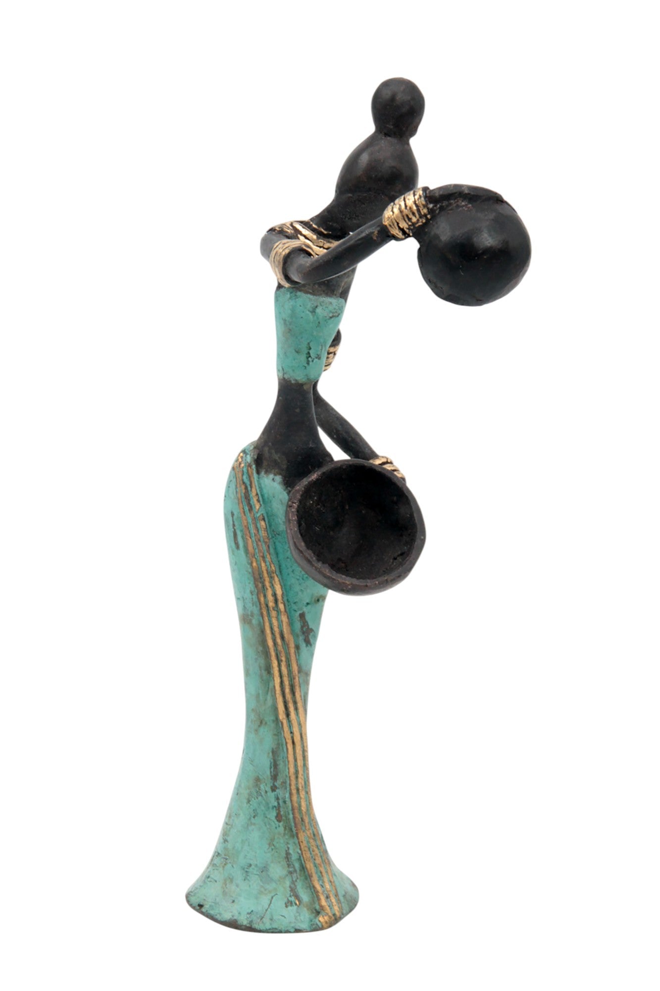 Bronze Mohamadi Dermé 20 cm turquoise n°4 Bronzes d'Afrique