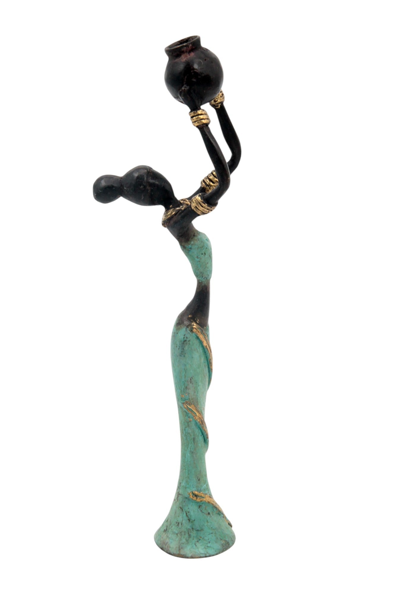 Bronze Mohamadi Dermé 20 cm turquoise n°6 Bronzes d'Afrique