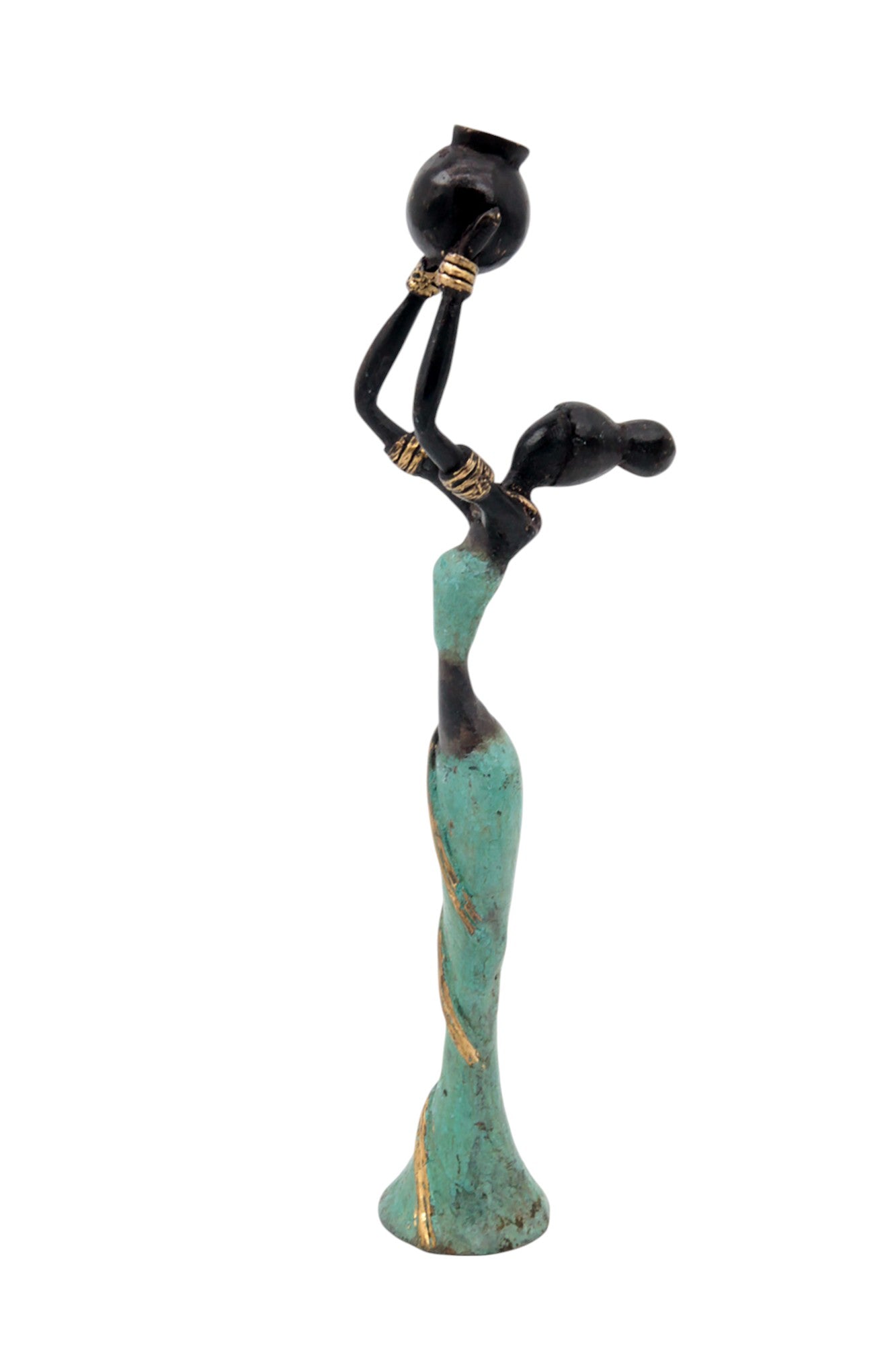 Bronze Mohamadi Dermé 20 cm turquoise n°6 Bronzes d'Afrique