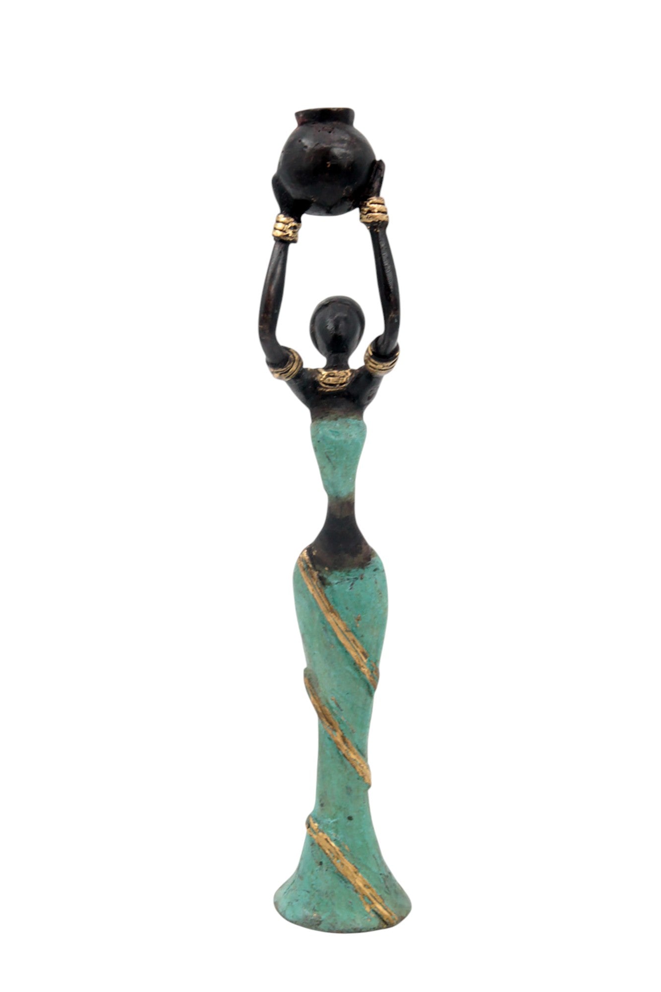 Bronze Mohamadi Dermé 20 cm turquoise n°6 Bronzes d'Afrique