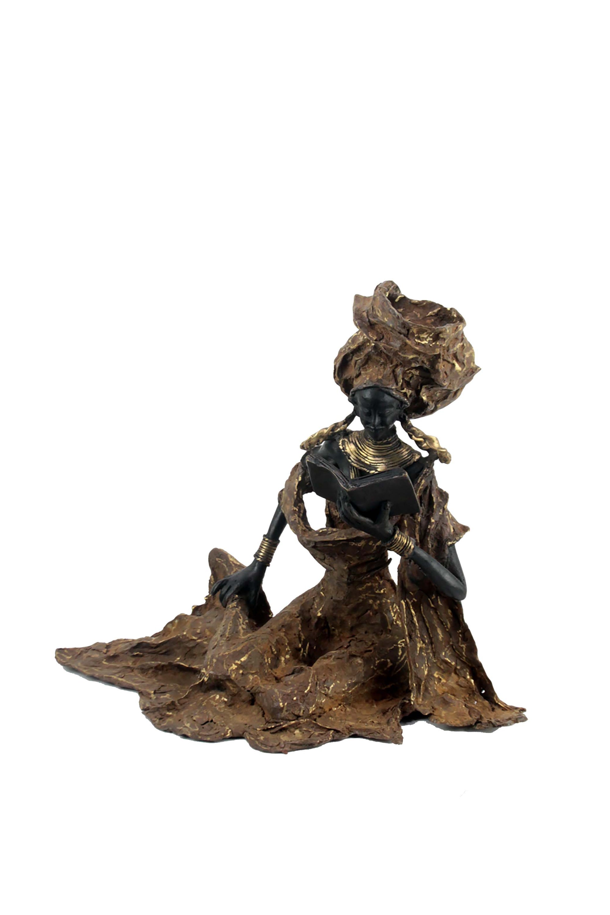 Bronze Issouf exceptionnel assis 55 cm marron n°3 Bronzes d'Afrique