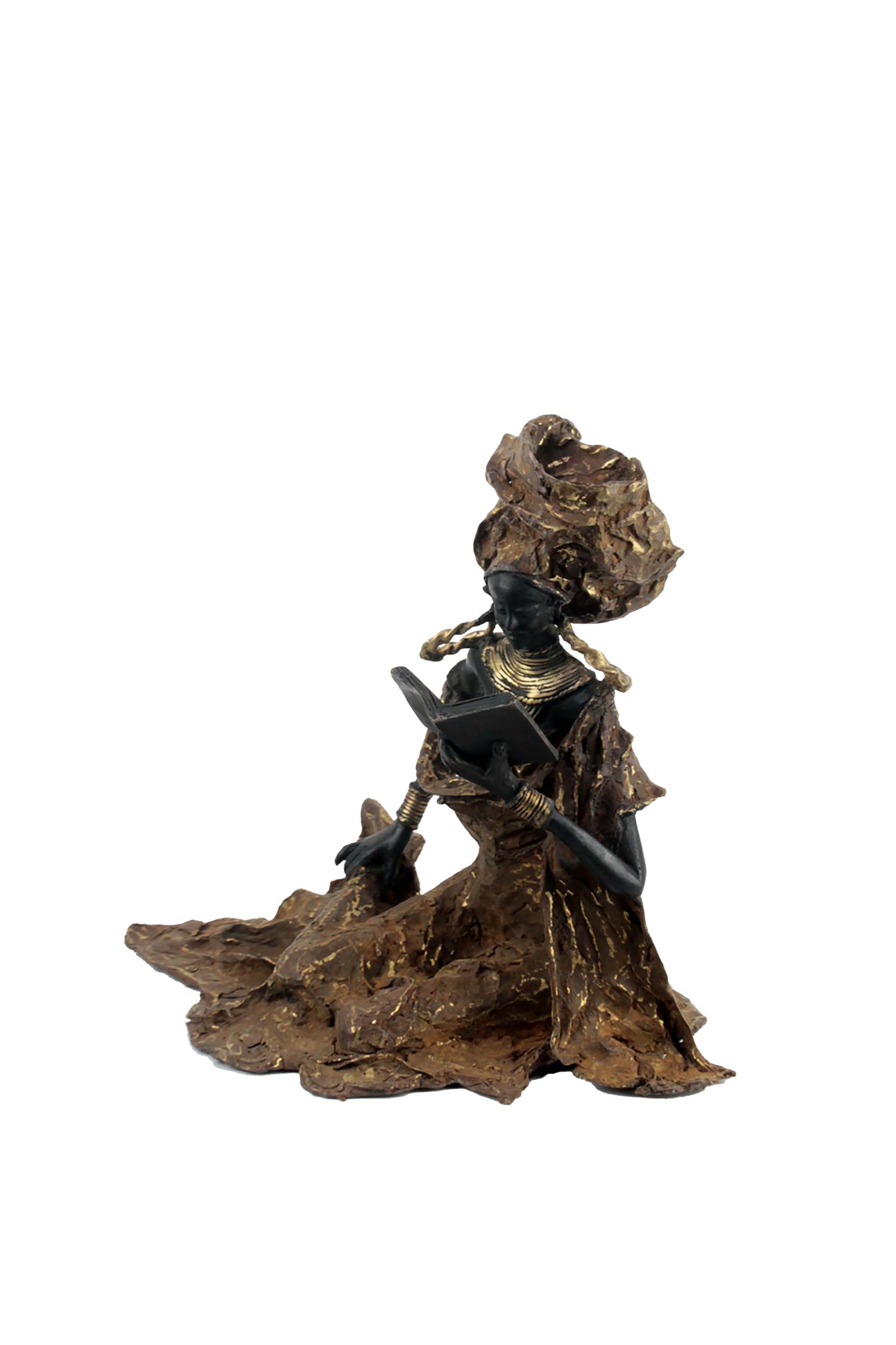 Bronze Issouf exceptionnel assis 55 cm marron n°3 Bronzes d'Afrique