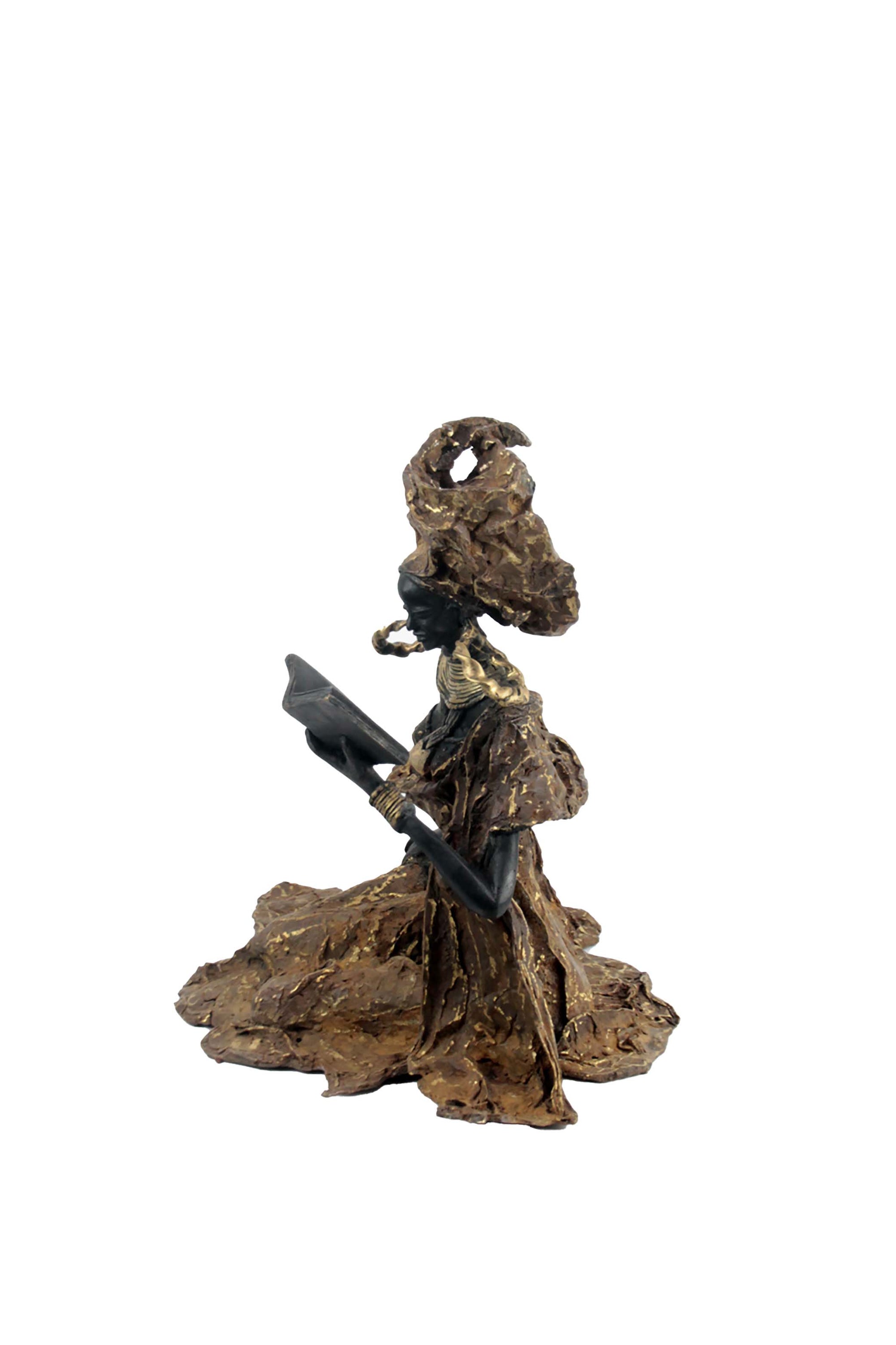 Bronze Issouf exceptionnel assis 55 cm marron n°3 Bronzes d'Afrique