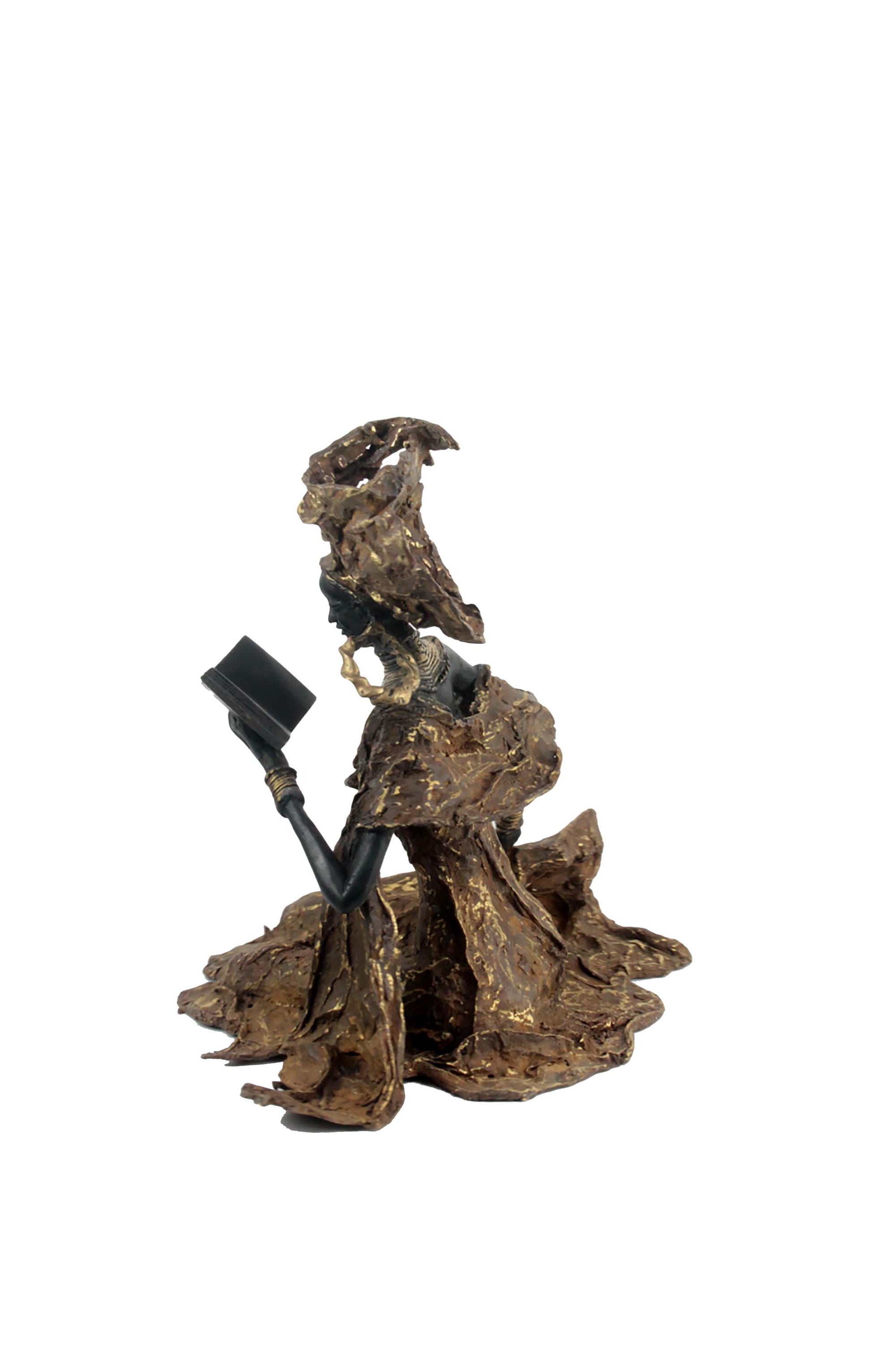 Bronze Issouf exceptionnel assis 55 cm marron n°3 Bronzes d'Afrique