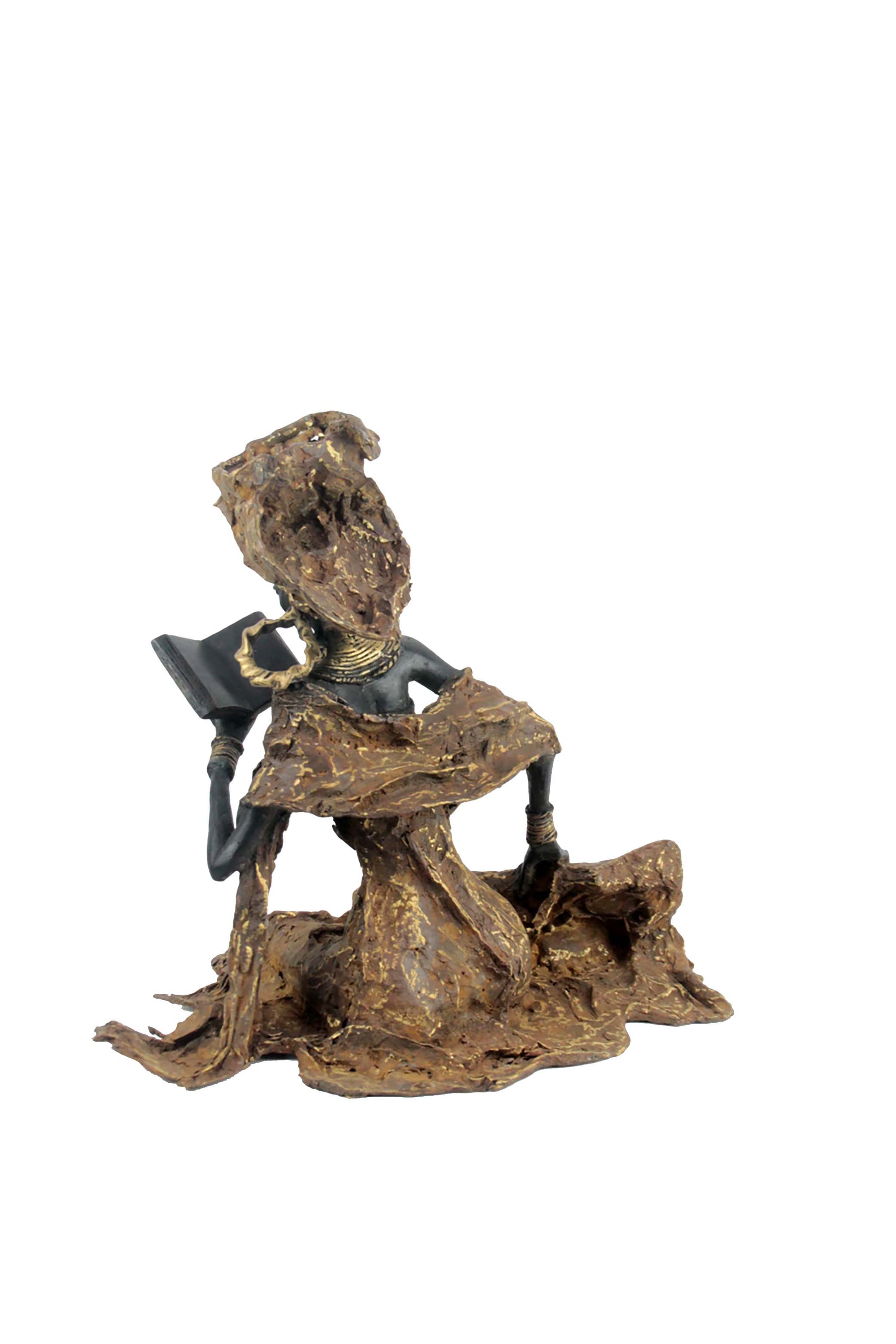 Bronze Issouf exceptionnel assis 55 cm marron n°3 Bronzes d'Afrique