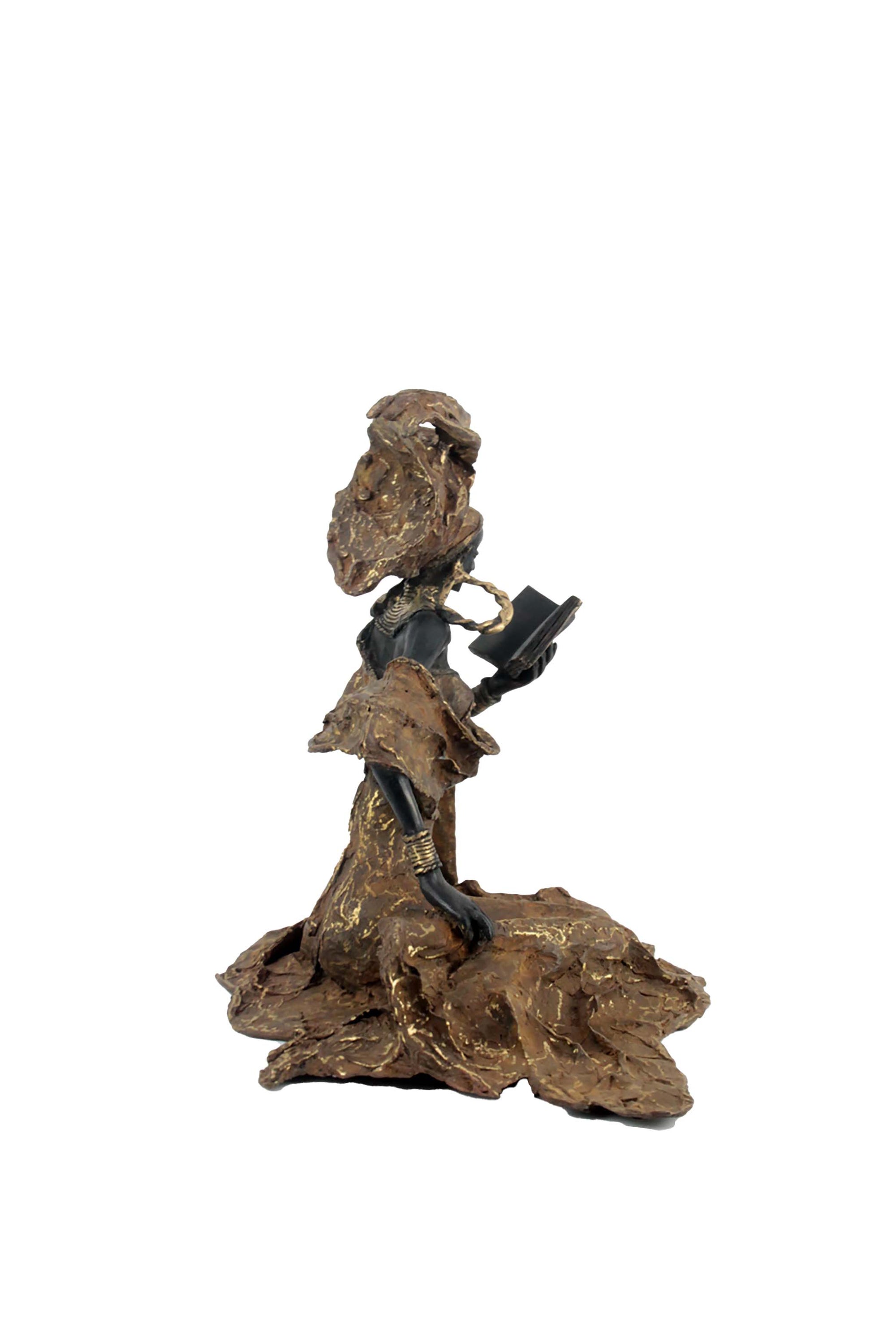 Bronze Issouf exceptionnel assis 55 cm marron n°3 Bronzes d'Afrique