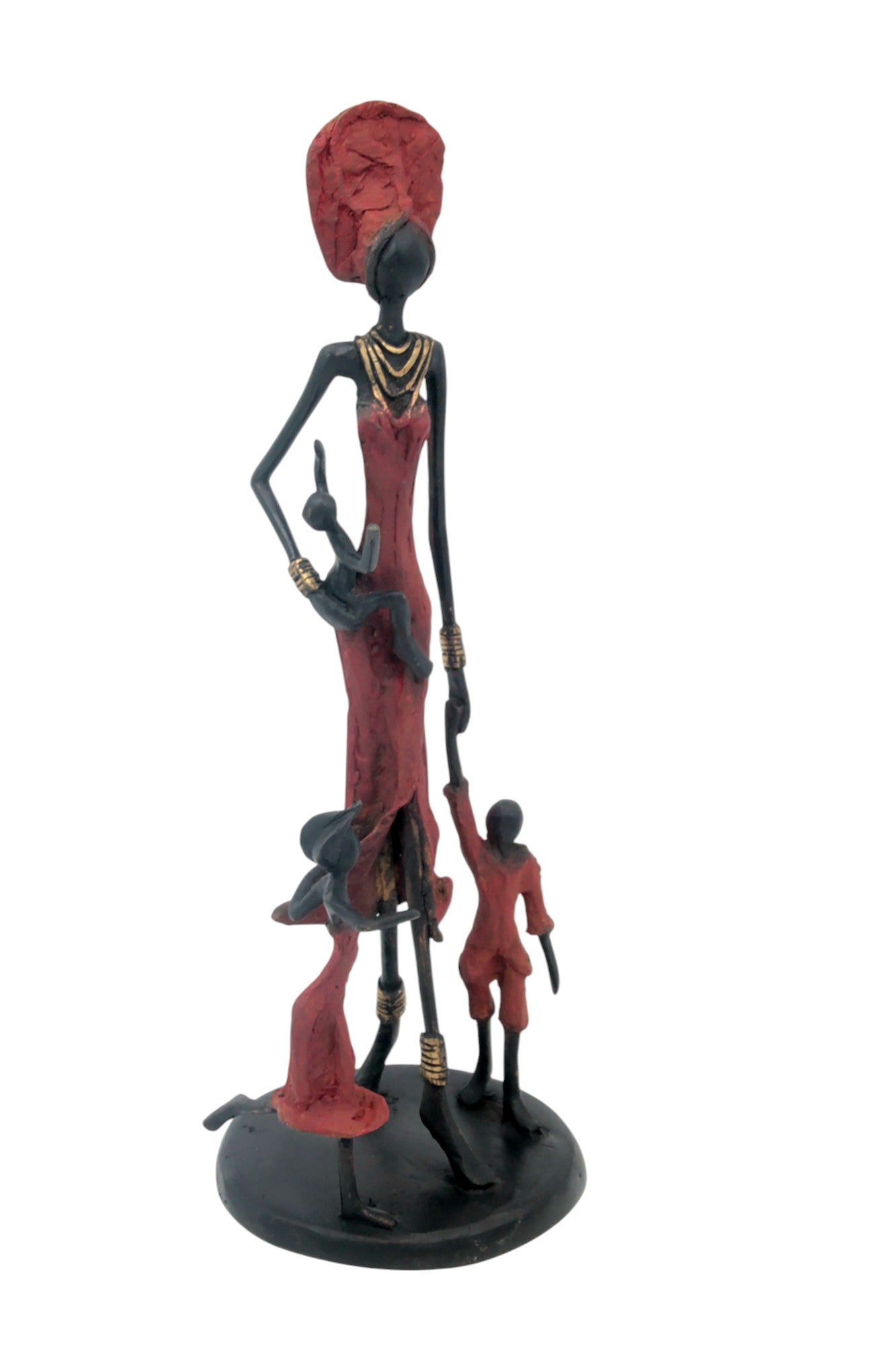 Bronze 3 enfants 35 cm rouge Bronzes d'Afrique
