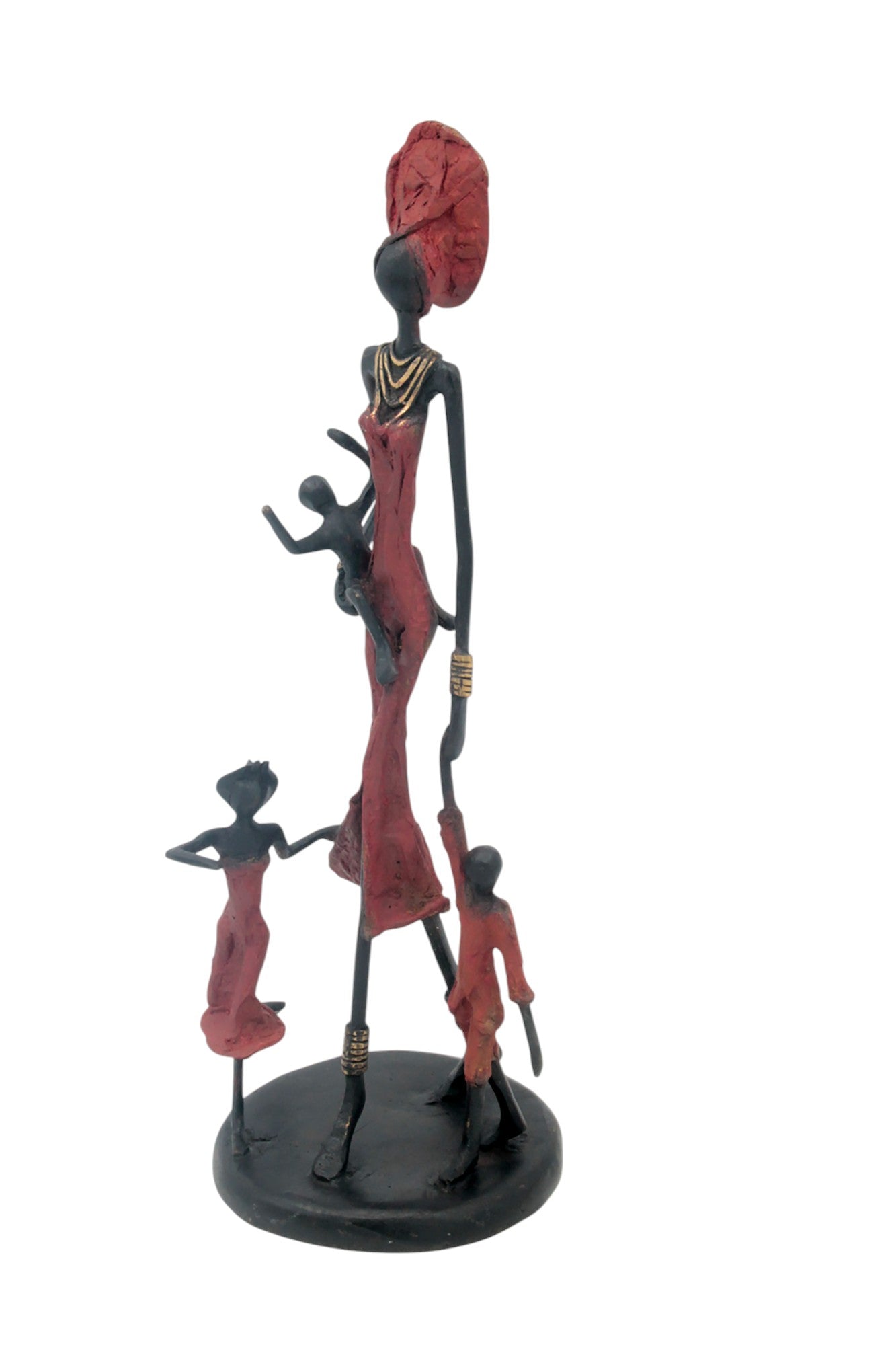 Bronze 3 enfants 35 cm rouge Bronzes d'Afrique