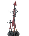 Bronze 3 enfants 35 cm rouge Bronzes d'Afrique