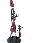 Bronze 3 enfants 35 cm rouge Bronzes d'Afrique