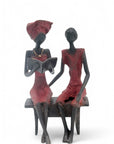 Bronze couple assis 20 cm rouge n°1 Bronzes d'Afrique
