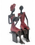 Bronze couple assis 20 cm rouge n°1 Bronzes d'Afrique