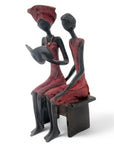 Bronze couple assis 20 cm rouge n°1 Bronzes d'Afrique