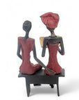 Bronze couple assis 20 cm rouge n°1 Bronzes d'Afrique