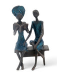 Bronze couple assis 20 cm bleu n°1 Bronzes d'Afrique